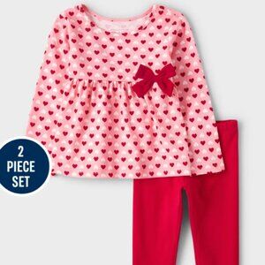 ❤ NWT The Children’s Place Toddler Girls Heart 2-Piece Set - pink